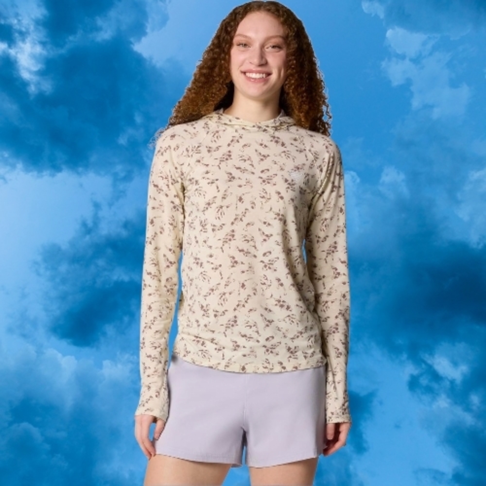 NEW Columbia Women's Pfg Cream Uncharted Hoodie Long Sleeve 1X